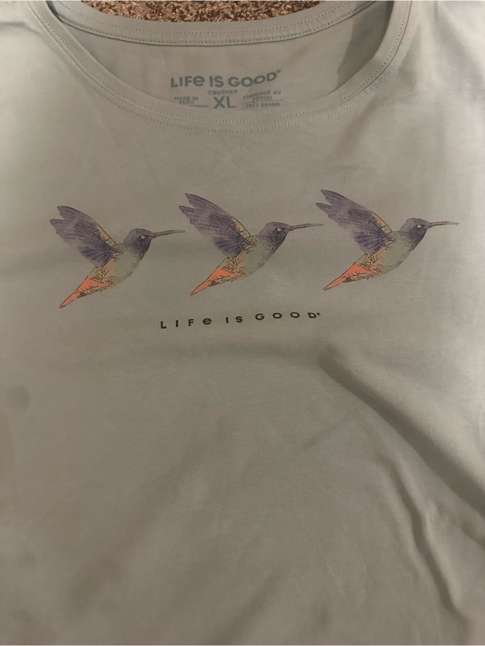 Life Is Good Women's Pale Blue Hummingbird Tee